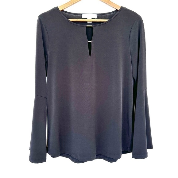 Michael Kors top with split neck, bell sleeves, loose fitting, stretch knit - Picture 1 of 12